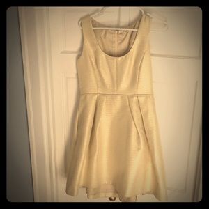 Shoshanna Isabella Dot Jaquard gold cocktail dress